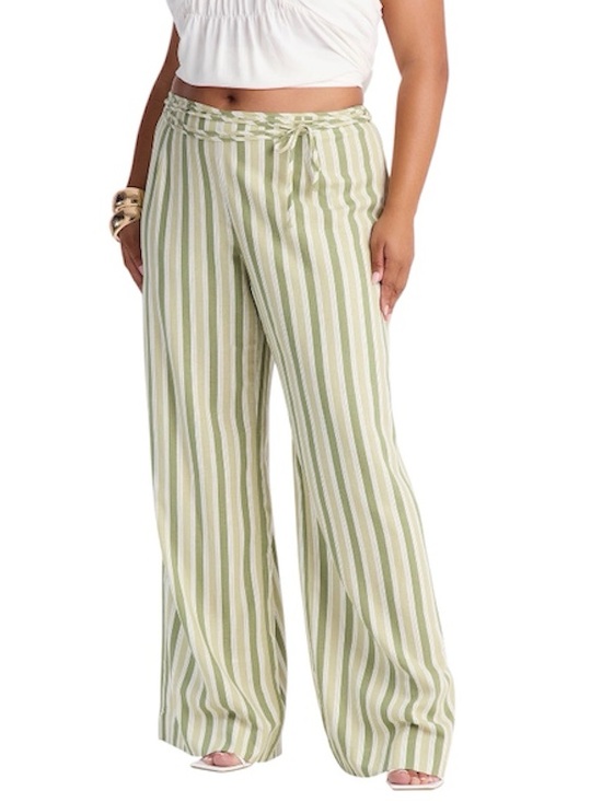 Fashion Nova Pants - [Fashion Nova] Low Rise Striped Linen Wide Leg Pant
